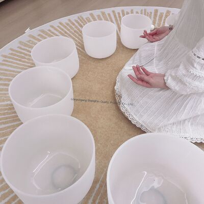 Großhandel 6-12 Zoll anpassbares Quarz-Klangschalen-Set mit kostenlosen Klöppeln und O-Ringen für Chakra-Heilung