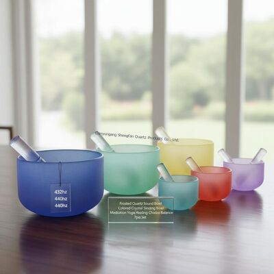 7 Chakra Balance Quarz Singing Bowl mit 12 Musiknoten und hohem Temperaturwiderstand für Meditation